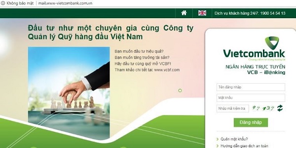 Giả mạo website Vietcombank